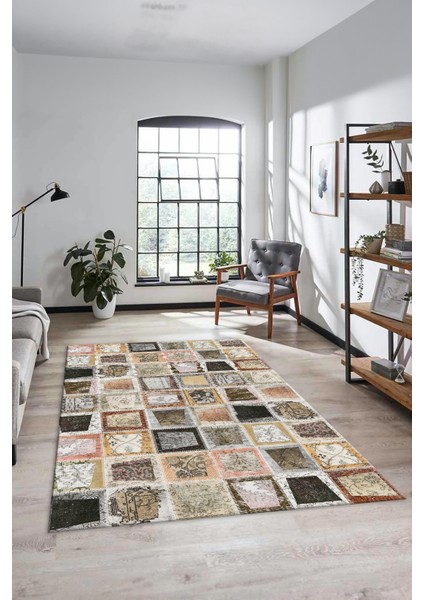 Dijital Kaymaz Taban Yıkanabilir Patchwork Desen Yolluk Mutfak Salon Halısı, Patchwork-14-Kahve, fiyatları