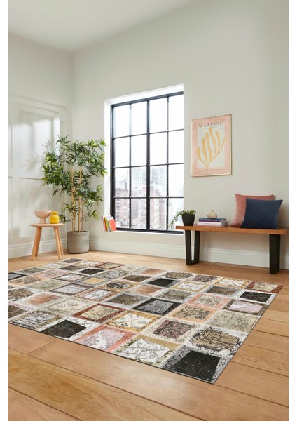 Dijital Kaymaz Taban Yıkanabilir Patchwork Desen Yolluk Mutfak Salon Halısı, Patchwork-14-Kahve, indirimleri