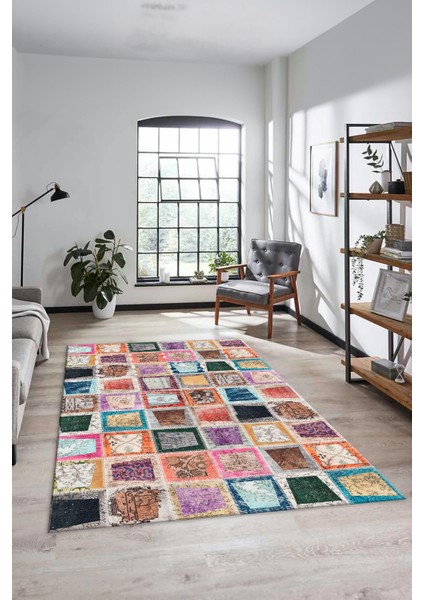 Dijital Kaymaz Taban Yıkanabilir Patchwork Desen Yolluk Mutfak Salon Halısı, Patchwork-14-Renkli, fiyatları