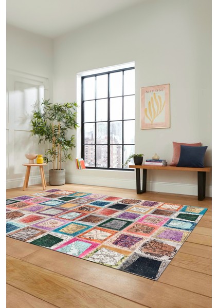 Dijital Kaymaz Taban Yıkanabilir Patchwork Desen Yolluk Mutfak Salon Halısı, Patchwork-14-Renkli, indirimleri