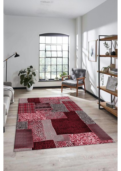 Dijital Kaymaz Taban Yıkanabilir Patchwork Desen Yolluk Mutfak Salon Halısı, Patchwork-15-Kırmızı, fiyatları