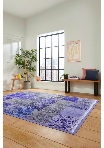 Dijital Kaymaz Taban Yıkanabilir Patchwork Desen Yolluk Mutfak Salon Halısı, Patchwork-17-Mavi, fırsatları