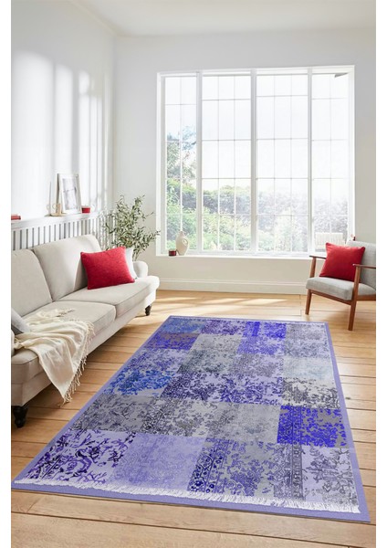 Dijital Kaymaz Taban Yıkanabilir Patchwork Desen Yolluk Mutfak Salon Halısı, Patchwork-17-Mavi, indirimleri