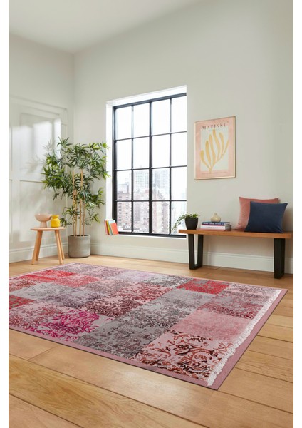 Dijital Kaymaz Taban Yıkanabilir Patchwork Desen Yolluk Mutfak Salon Halısı, Patchwork-17-Kırmızı, fırsatları