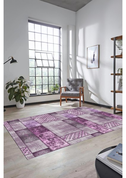 Dijital Kaymaz Taban Yıkanabilir Patchwork Desen Yolluk Mutfak Salon Halısı, Patchwork-18-Mor, fiyatları
