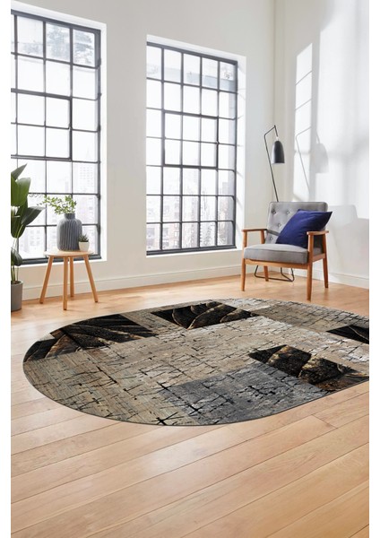 Baskılı Kaymaz Taban Yıkanabilir Patchwork Desen Oval Yolluk Salon Halısı, O-Patchwork-05-Vizon, fırsatları