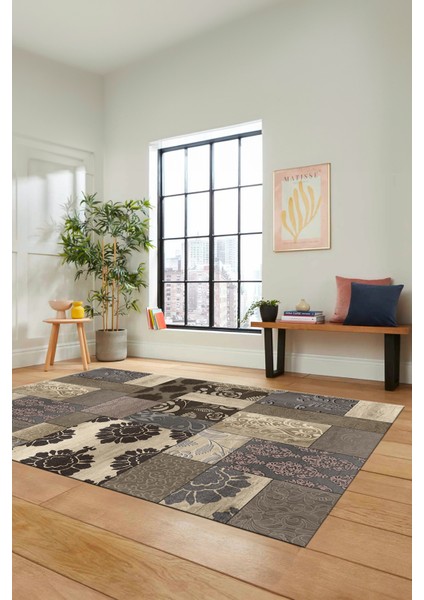 Dijital Kaymaz Taban Yıkanabilir Patchwork Desen Yolluk Mutfak Salon Halısı, Patchwork-16-Vizon, fırsatları