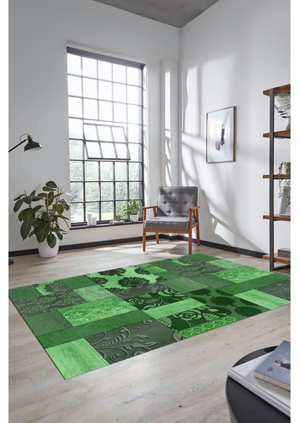 Dijital Kaymaz Taban Yıkanabilir Patchwork Desen Yolluk Mutfak Salon Halısı, Patchwork-16-Yeşil, fiyatları
