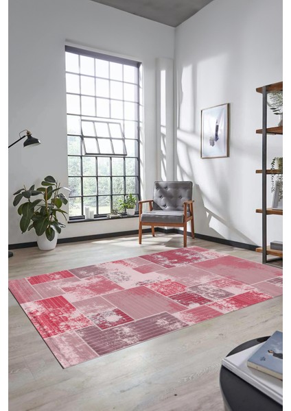 Dijital Kaymaz Taban Yıkanabilir Patchwork Desen Yolluk Mutfak Salon Halısı, Patchwork-20-Kırmızı,