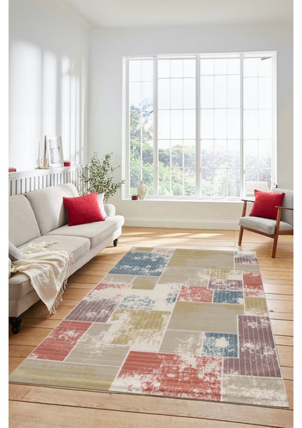 Dijital Kaymaz Taban Yıkanabilir Patchwork Desen Yolluk Mutfak Salon Halısı, Patchwork-20-Renkli,