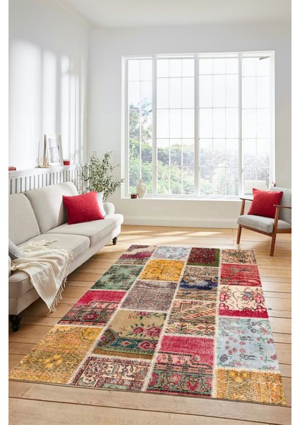 Dijital Kaymaz Taban Yıkanabilir Patchwork Desen Yolluk Mutfak Salon Halısı, Patchwork-04-Renkli, fiyatları