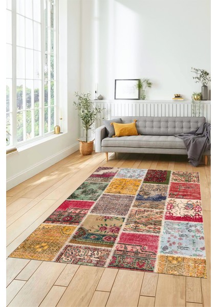 Dijital Kaymaz Taban Yıkanabilir Patchwork Desen Yolluk Mutfak Salon Halısı, Patchwork-04-Renkli, fırsatları