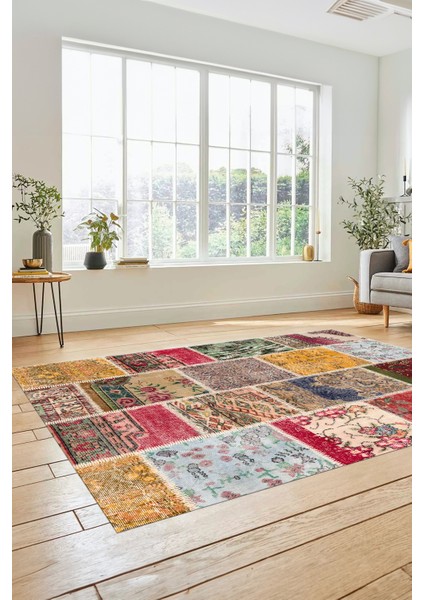 Dijital Kaymaz Taban Yıkanabilir Patchwork Desen Yolluk Mutfak Salon Halısı, Patchwork-04-Renkli, indirimleri