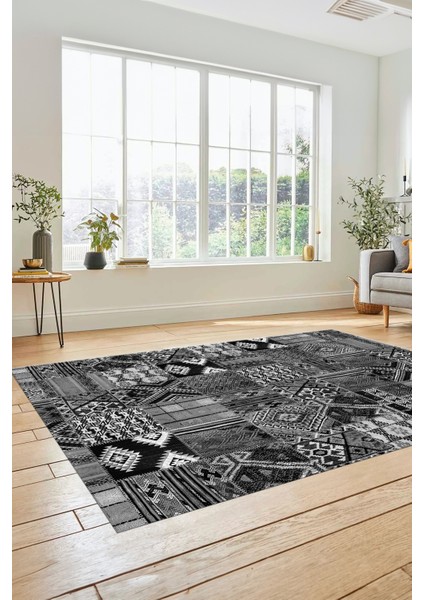 Dijital Kaymaz Taban Yıkanabilir Patchwork Desen Yolluk Mutfak Salon Halısı, Patchwork-06-Gri, indirimleri