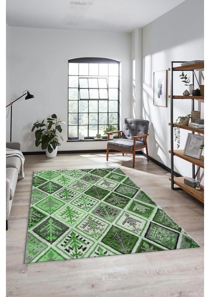 Dijital Kaymaz Taban Yıkanabilir Patchwork Desen Yolluk Mutfak Salon Halısı, Patchwork-08-Yeşil, indirimleri