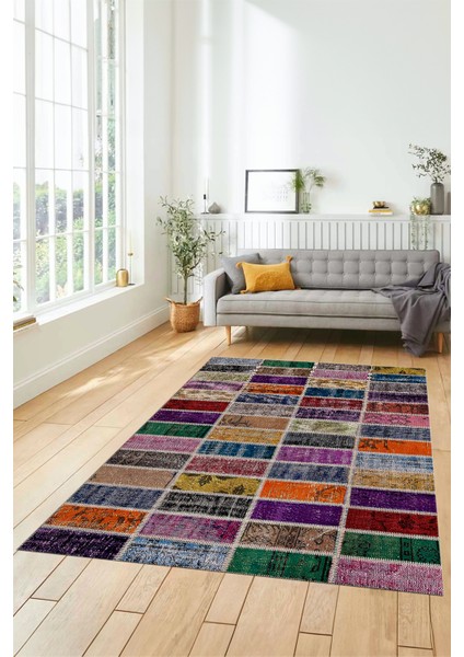 Dijital Kaymaz Taban Yıkanabilir Patchwork Desen Yolluk Mutfak Salon Halısı, Patchwork-09-Renkli, fiyatları
