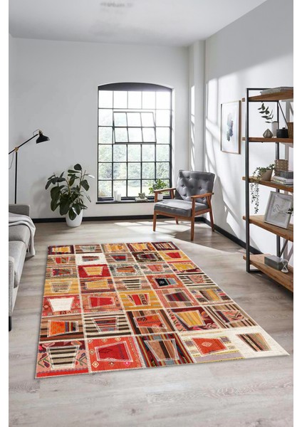 Dijital Kaymaz Taban Yıkanabilir Patchwork Desen Yolluk Mutfak Salon Halısı, Patchwork-11-Renkli,