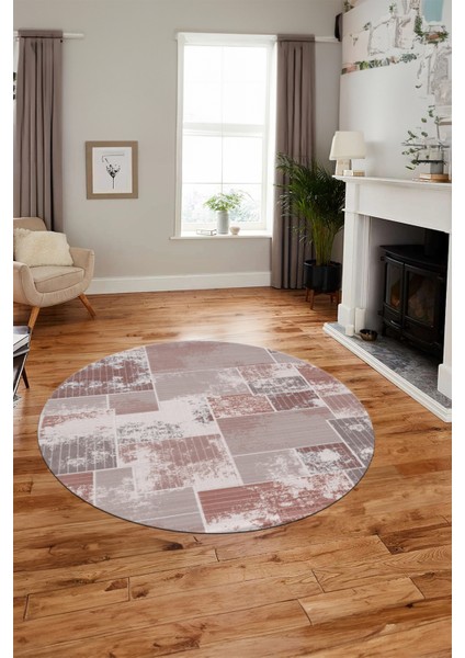 Baskılı Kaymaz Yıkanabilir Patchwork Desen Yuvarlak Mutfak Salon Halısı, Y-Patchwork-20-Kahve, fiyatları