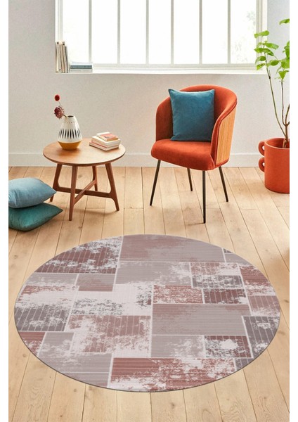Baskılı Kaymaz Yıkanabilir Patchwork Desen Yuvarlak Mutfak Salon Halısı, Y-Patchwork-20-Kahve, fırsatları