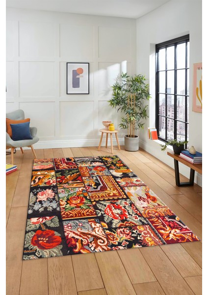 Dijital Kaymaz Taban Yıkanabilir Patchwork Desen Yolluk Mutfak Salon Halısı, Patchwork-12-Renkli,