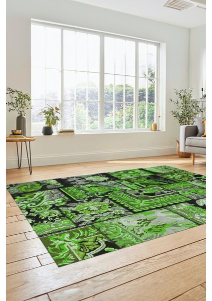 Dijital Kaymaz Taban Yıkanabilir Patchwork Desen Yolluk Mutfak Salon Halısı, Patchwork-12-Yeşil, fiyatları