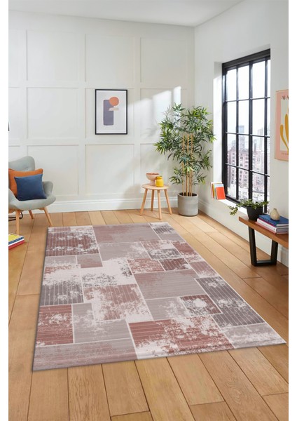 Dijital Kaymaz Taban Yıkanabilir Patchwork Desen Yolluk Mutfak Salon Halısı, Patchwork-20-Kahve,