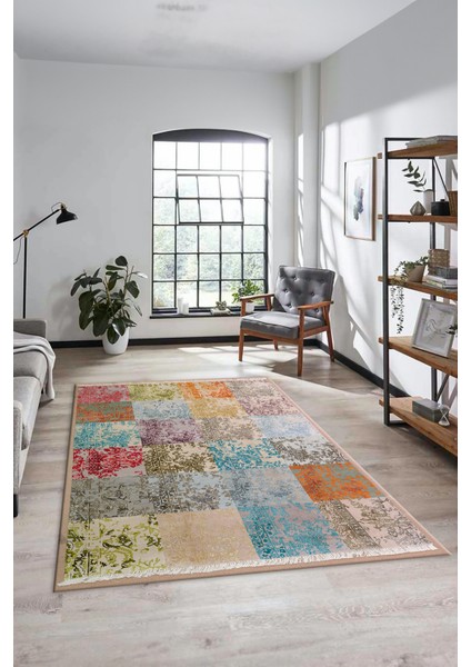 Dijital Kaymaz Taban Yıkanabilir Patchwork Desen Yolluk Mutfak Salon Halısı, Patchwork-17-Renkli,