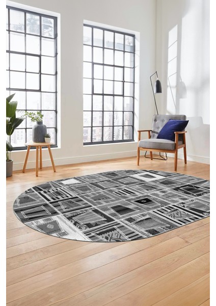 Baskılı Kaymaz Taban Yıkanabilir Patchwork Desen Oval Yolluk Salon Halısı, O-Patchwork-11-Gri, fiyatları