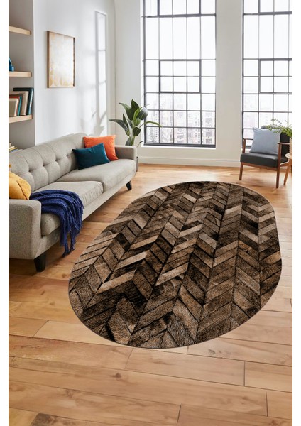 Baskılı Kaymaz Taban Yıkanabilir Patchwork Desen Oval Yolluk Salon Halısı, O-Patchwork-13-Kahve, fırsatları