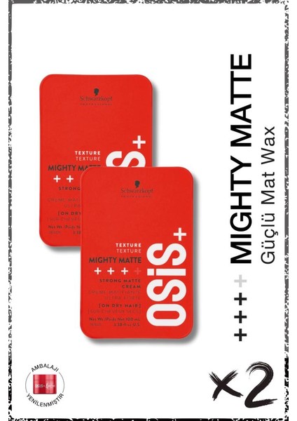 Mighty Matte Güçlü Tutucu Mat Wax 100ML x 2 Adet | Orta Tutuş Güçlü Doku Mat Bitişli Wax Krem