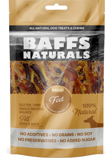 Baffs Naturals Tavuk Ayak %100 Doğal Çiğnemelik Köpek Ödül Maması 100 gr