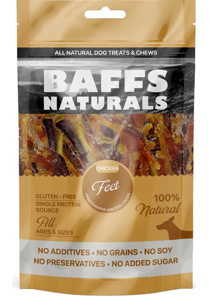 Baffs Naturals Tavuk Ayak %100 Doğal Çiğnemelik Köpek Ödül Maması 100 gr