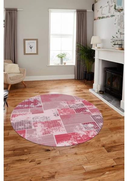 Baskılı Kaymaz Yıkanabilir Patchwork Desen Yuvarlak Mutfak Salon Halısı, Y-Patchwork-20-Kırmızı, fiyatları
