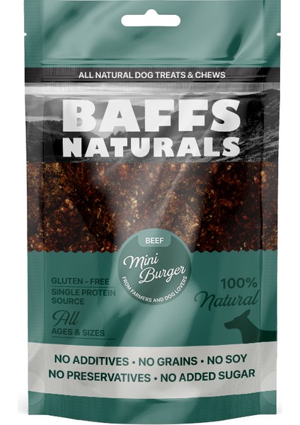 Baffs Naturals Dana Mini Burger %100 Doğal Köpek Ödül Maması 100 gr