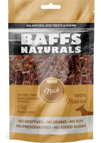 Baffs Naturals Tavuk Boyun %100 Doğal Organik Çiğnemelik Köpek Ödül Maması 100 gr