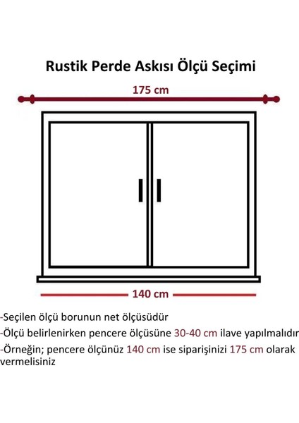 Ahşap Başlıklı Raylı Eko Rustik Perde Askısı (Alüminyum Boru) Plastik Halka ve Klips