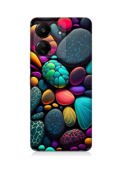 Xiaomi Redmi 13C Uyumlu Artx Kırmızı Doğa Taşlar Desenli Silikon Kılıf
