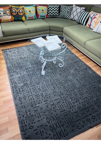 Iskandinav Desenli Kaymaz Taban Yıkanabilir Makine Halısı Salon Mutfak Yolluk