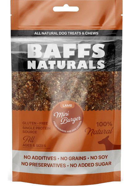 Baffs Natural Kuzu Mini Burger %100 Doğal Köpek Ödül Maması 100 gr