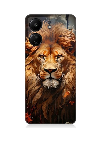 Xiaomi Redmi 13C Uyumlu Yorgun Savaşçı Aslan Desenli Silikon Kılıf
