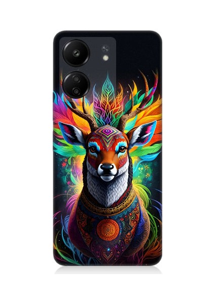 Xiaomi Redmi 13C Uyumlu Mistik Ala Geyik Desenli Silikon Kılıf