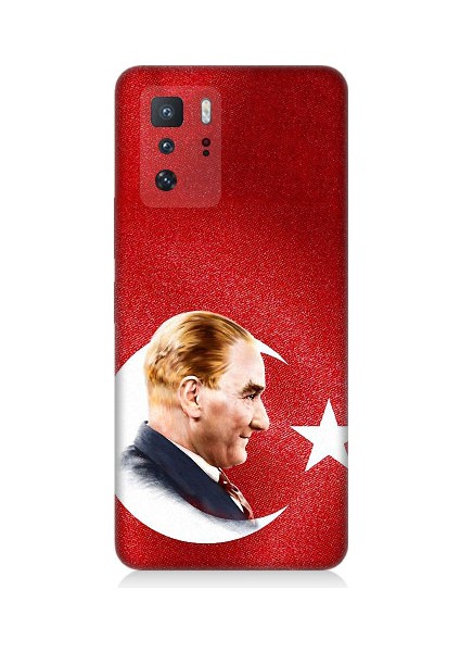 Xiaomi Poco X3 Gt Uyumlu Bayrak ve Mustafa Kemal Atatürk Desenli Silikon Kılıf