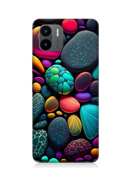 Xiaomi Redmi A1 Uyumlu Artx Kırmızı Doğa Taşlar Desenli Silikon Kılıf