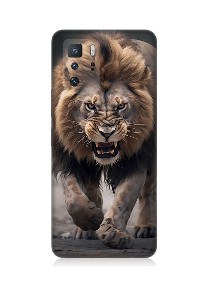 Xiaomi Poco X3 Gt Uyumlu Saldırgan Aslan Desenli Silikon Kılıf