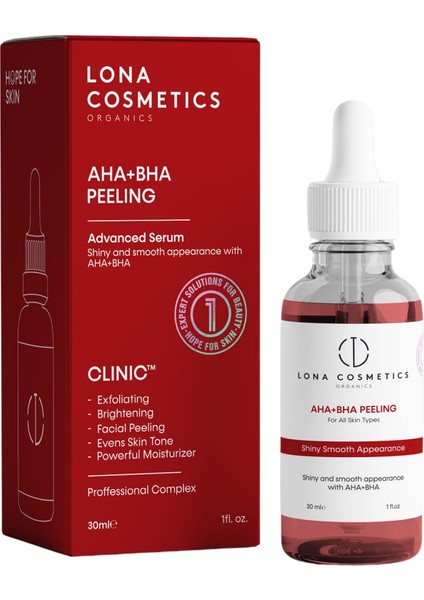 Aha & Bha Serum Leke Karşıtı & Canlandırıcı & Gözenek Sıkılaştırıcı ve Nemlendirici Kırmızı Peeling Serum