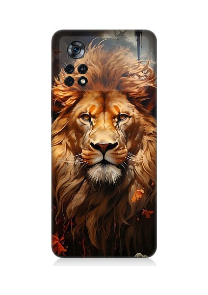 Xiaomi Poco X4 Pro 5g Uyumlu Yorgun Savaşçı Aslan Desenli Silikon Kılıf
