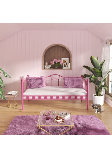 Kamelya Sedir Metal Karyola 90x200 Pembe fiyatları