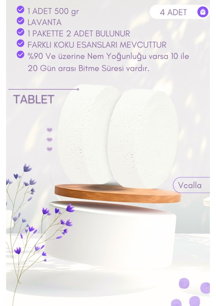 Nem Alıcı Rutubet ve Küf Giderici Yedek Tablet 2X500GR ' Lavanta ' 4 Adet