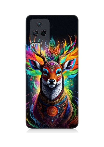 Xiaomi Poco F4 Uyumlu Mistik Ala Geyik Desenli Silikon Kılıf