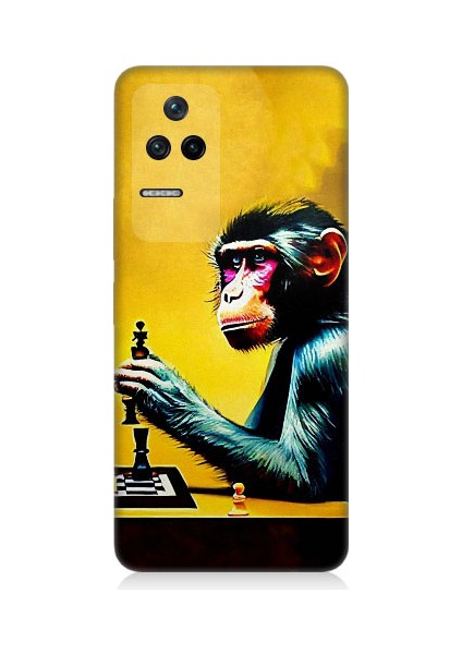 Xiaomi Poco F4 Uyumlu Satranç Oynayan Maymun Desenli Silikon Kılıf